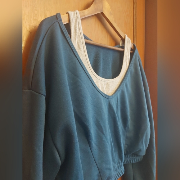 Cider Blue Oversized Sweatshirt w/ Built in Tank - Picture 2 of 5